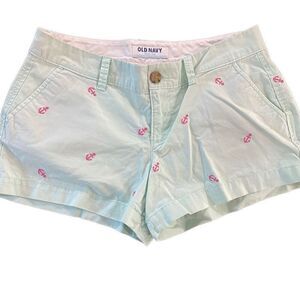 Old Navy size 2 light green pink anchor shorts
